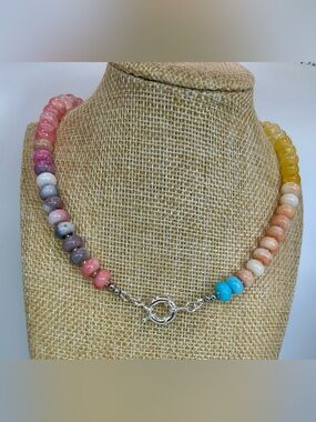 New Natural Gemstone Multicolor
Beaded Boho Anthro-Style
Necklace Gradient color